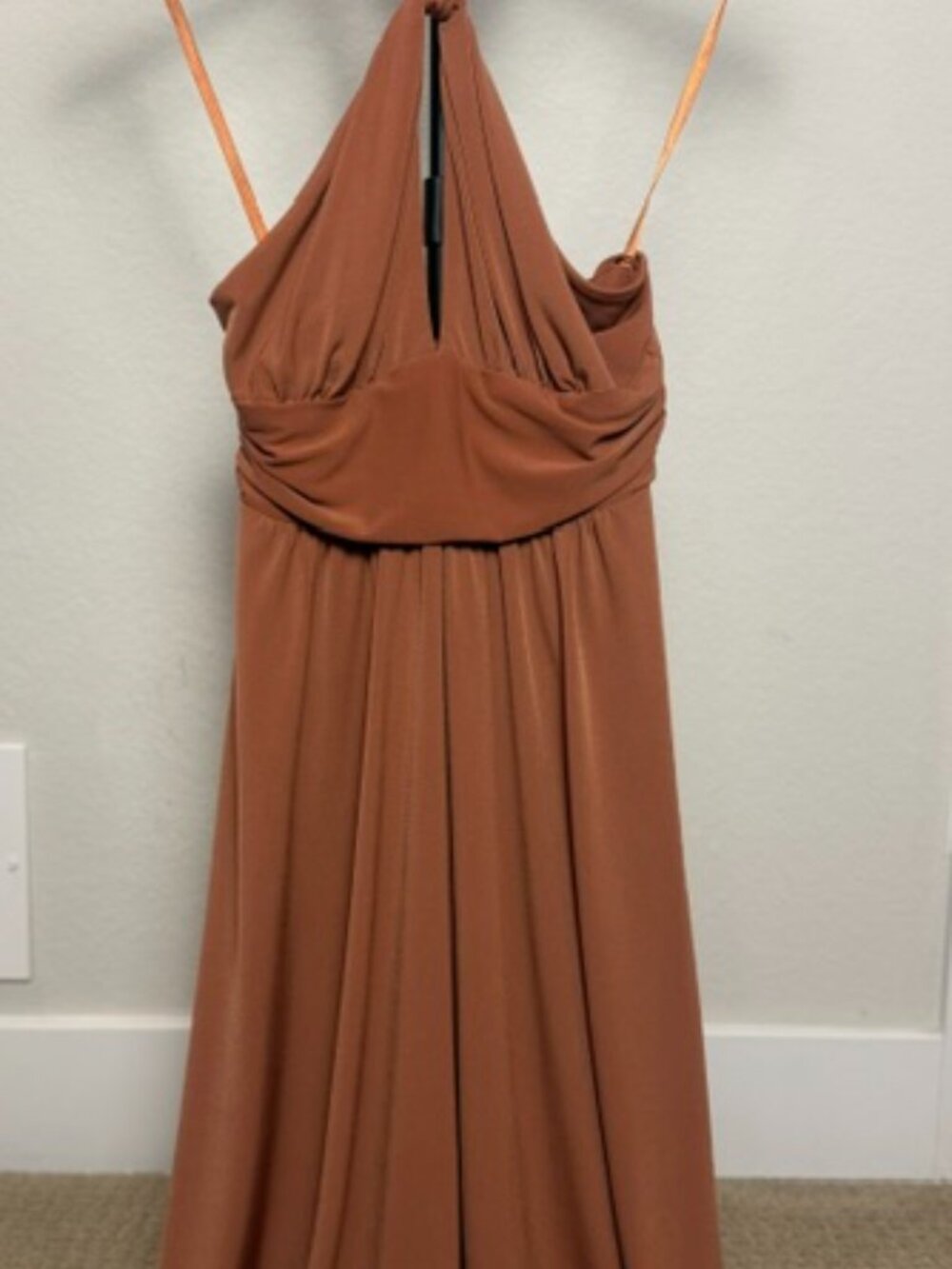 BCBG Paris Brown Embellished Halter Backless Mini Dress XS
